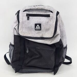 Reebok Backpack Grey Black Colorblock Laptop Sleeve School Travel Bag